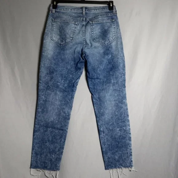 L'AGENCE Women's Cropped Mid-Rise Prism Blue Raw Hem Medium Wash Jeans Size 29 - Picture 2 of 7